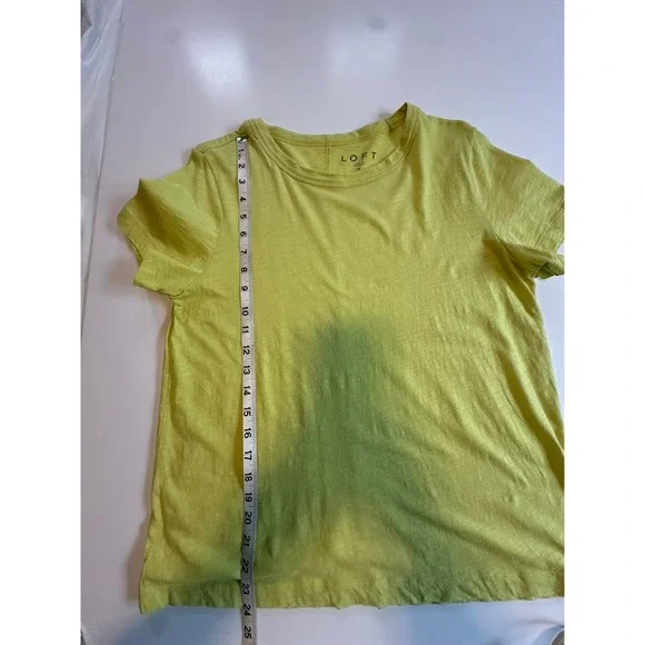 Loft Lime Green Cotton Slub Crew Neck Short Sleeve T-Shirt Med - Picture 5 of 6